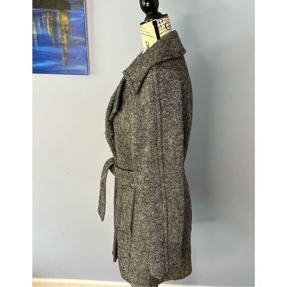 Old Navy Women Medium Grey Wool Blend Double Breasted Peacoat Trench Coat Jacket - Picture 3 of 8